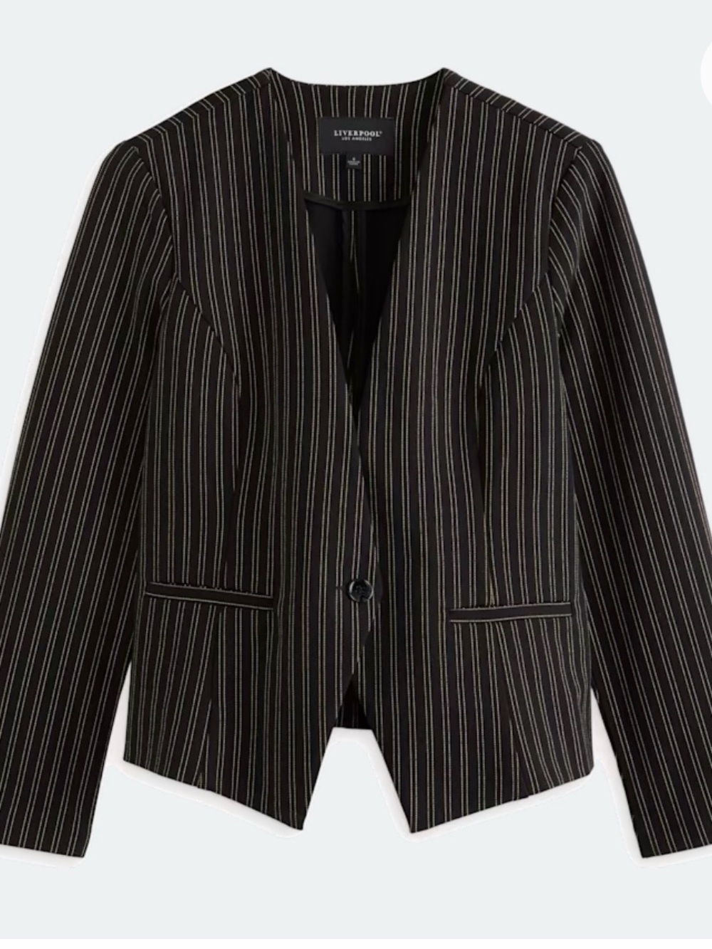 Liverpool Black Pinstripe Single-Button Blazer